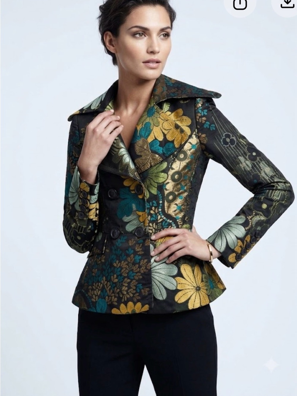Burberry Prorsum Runway AW16 Metallic Floral Jacquard Peplum Jacket Sz 4